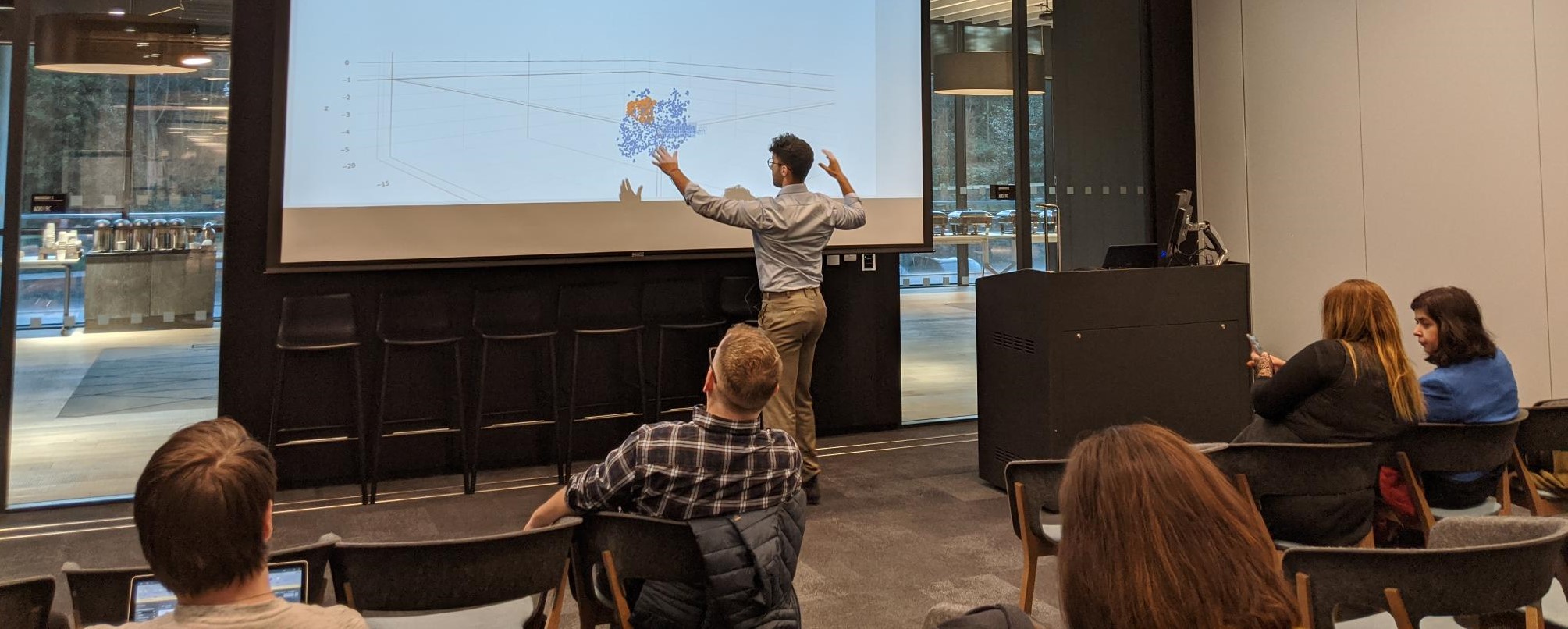 Mastafa Foufa presenting on embeddings at Microsoft